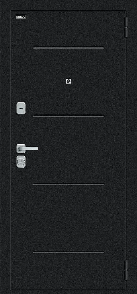 Фото Входная дверь Техно/BChrome Букле черное/Wenge Melinga BR6190 внешняя сторона