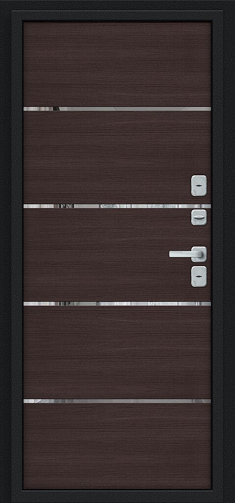 Входная дверь Thermo Лайн/BChrome Букле черное/Wenge Melinga BR6212