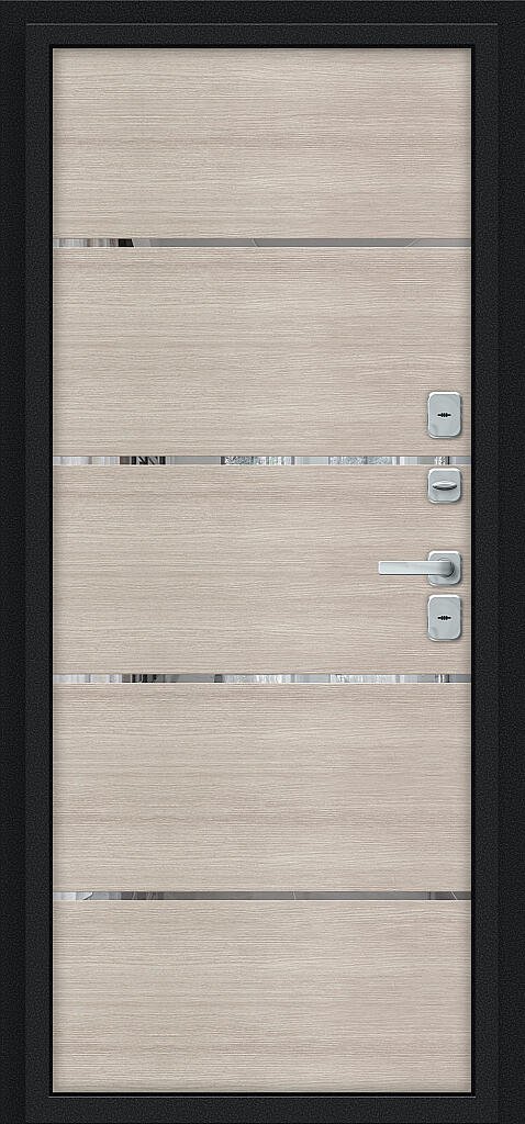 Фото Входная дверь Thermo Лайн/BChrome Букле черное/Cappuccino Melinga BR6211 внутренняя сторона